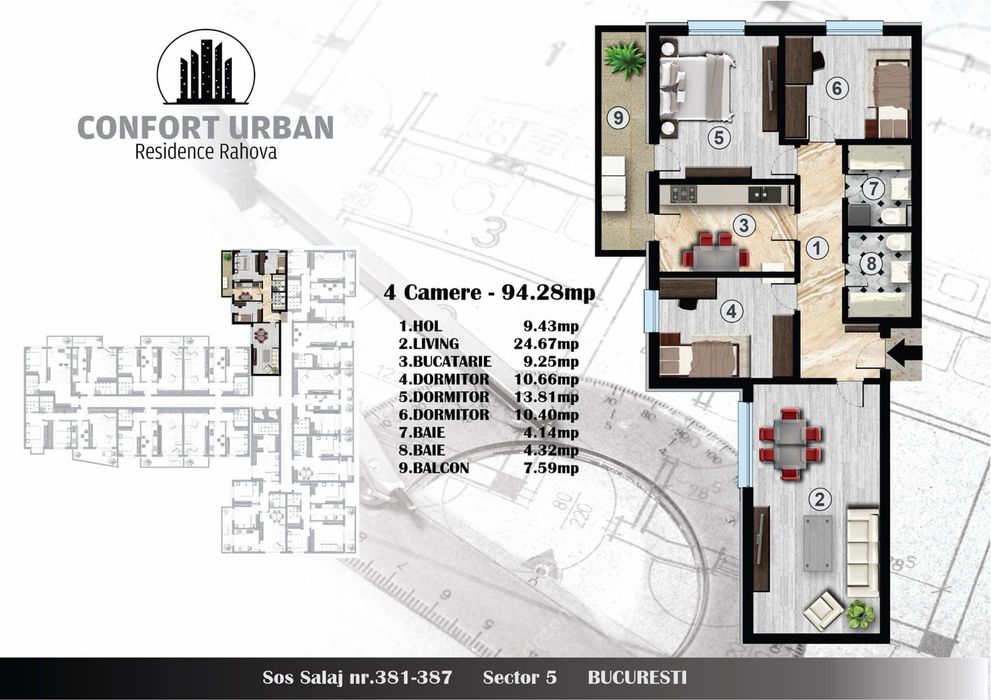 Apartament 4 camere Rahova