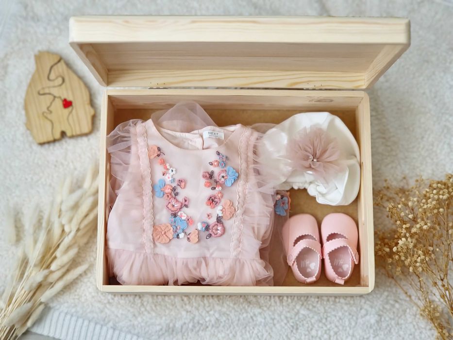 Cutie lemn pin cu capac si manere laterale, 40 x 30 x 14 cm