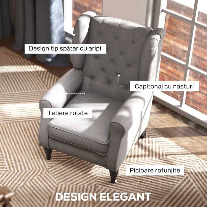 Fotoliu Chesterfield Comod și Spațiu Generos pentru Living HOMCOM