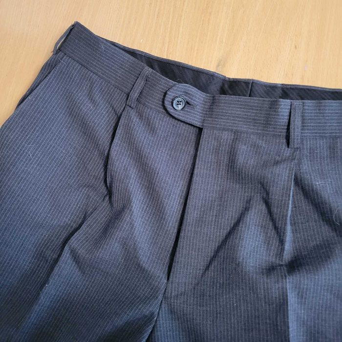 Pantaloni barbati 45% lana negru cu dungi M-L