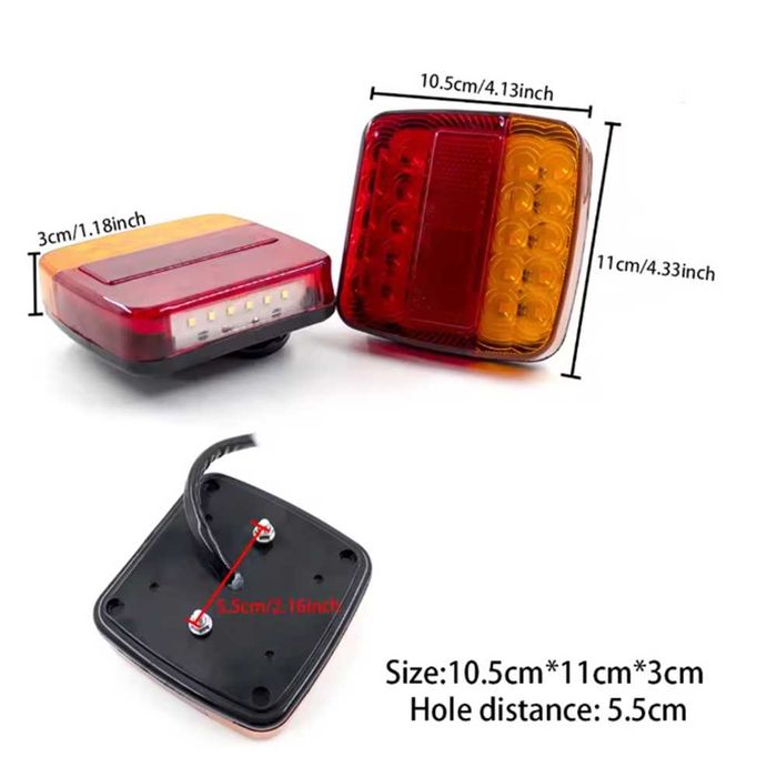 Комплект магнитни  LED задни светлини за ремарке, 12V, с кабел 10 м