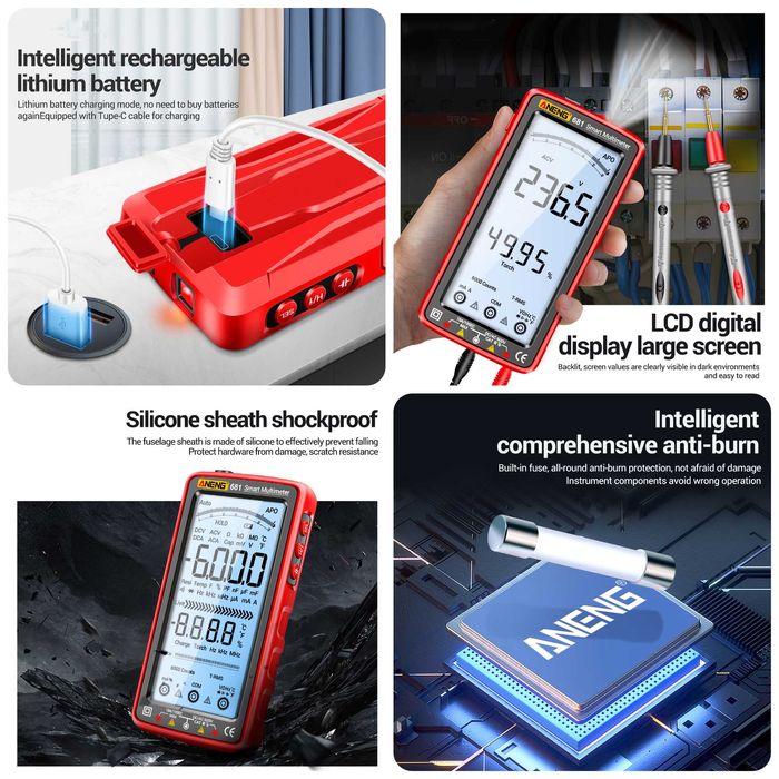 Акумулаторен професионален цифров мултицет ANENG 681 PRO