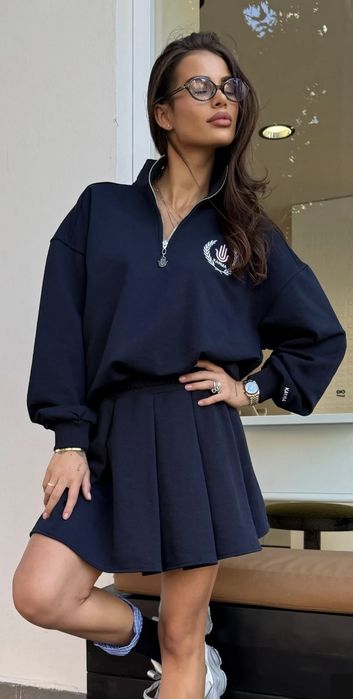 Спортен памучен сет с пола XS/S