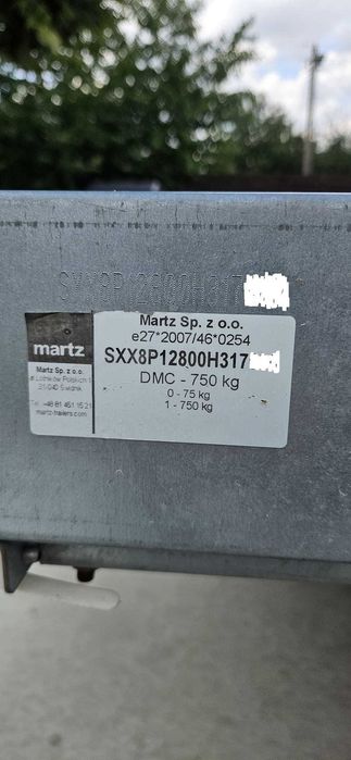 Remorcă MARTZ 750 kg cu Benă basculabilă si sistem de franare.