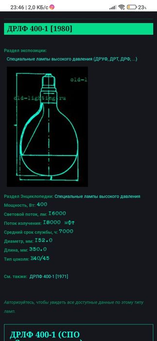 Лампы дрлф 400-1