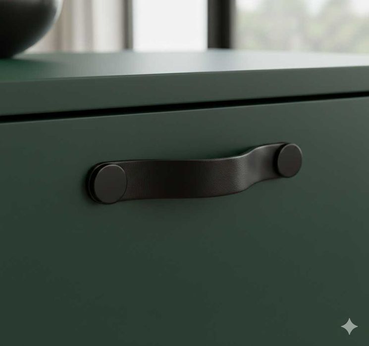 Maner din piele naturala pentru mobilier si ornament metalic