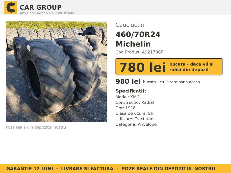 Anvelope Cauciucuri 460/70R24 460/70 R24 17.5R24 17.5-24 4607024 Michelin Incarcator Buldo si Industrial SH Second Hand DISCOUNT Oferta Pret Bun