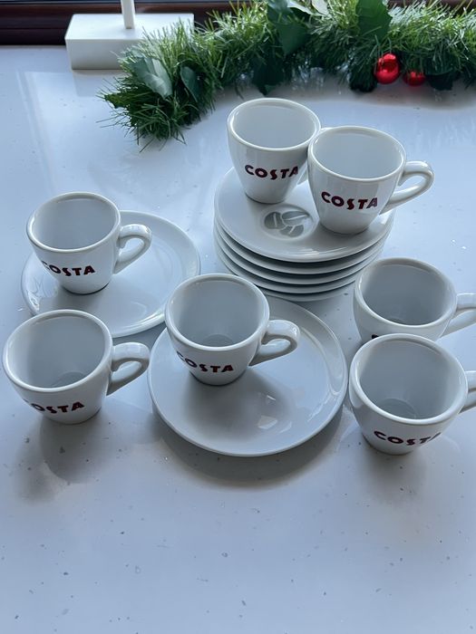 Set cafea COSTA , 7 cesti espresso + 7 farfurii