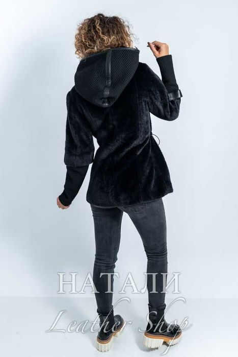 Дамски кожух от алпака с косъм Диана Black