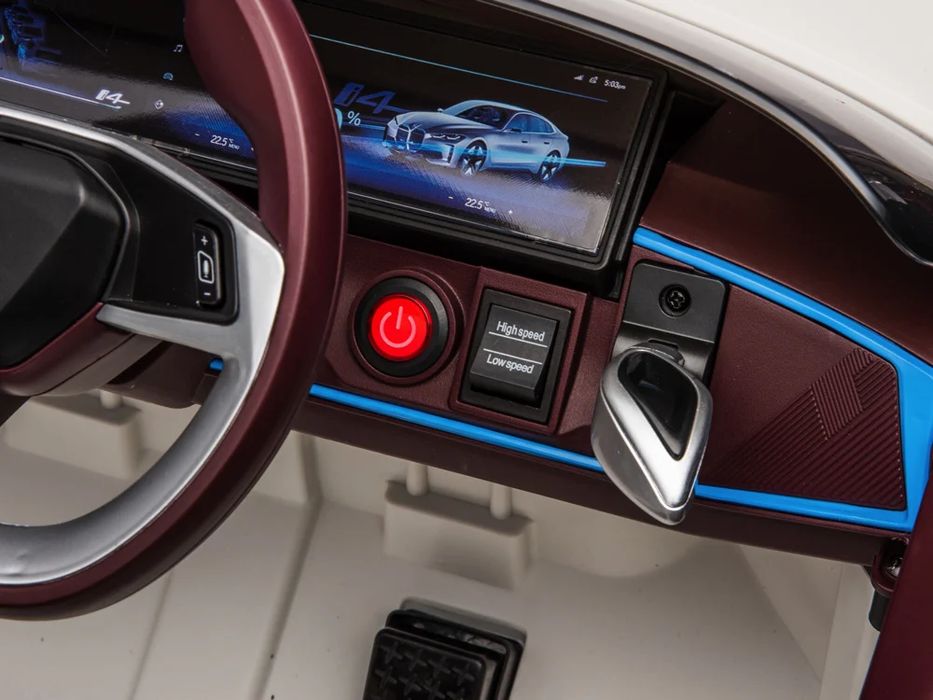 Bmw i4 акумулаторна кола 12v - детска акумулаторна кола, бяла, eva гум
