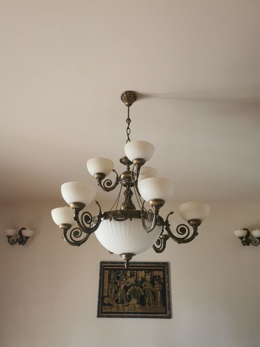 Candilabre 110 cm de la tavan stare buna, + 2 aplice de perete, stare