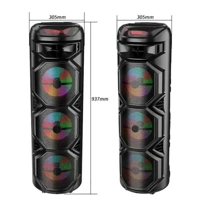 Boxa karaoke portabila Bluetooth cu microfon wireless, lumini LED RGB