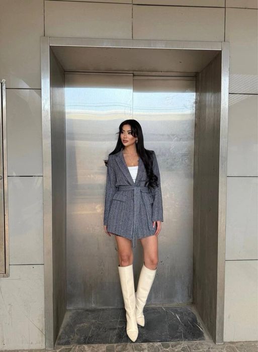 Дълго палто сако с колан