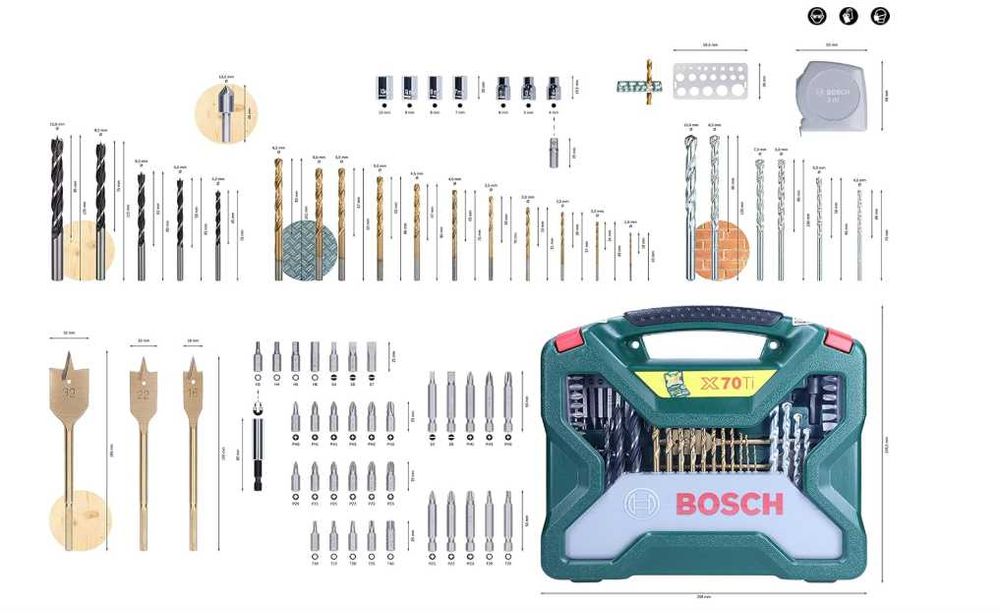 Комплект свредла и битове Bosch X-Line Titanium /70 части/
