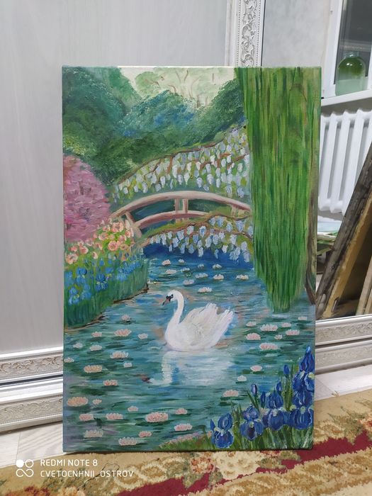 Картина маслом. Лебедь