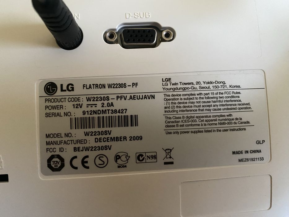 Monitor LG flatron w2230s