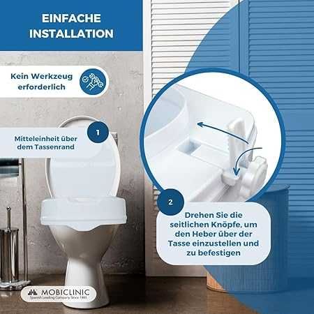 Mobiclinic Titan тоалетна седалка с капак за възрастни и трудноподвижни 10 см Овал до 160кг.