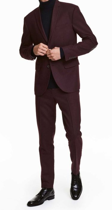 costum H&M mar. 50/52 burgund/mov inchis, talie (pt./sc.) = 90/100 cm.