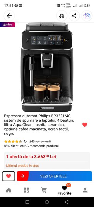 Espressor automat Philips EP3221/40