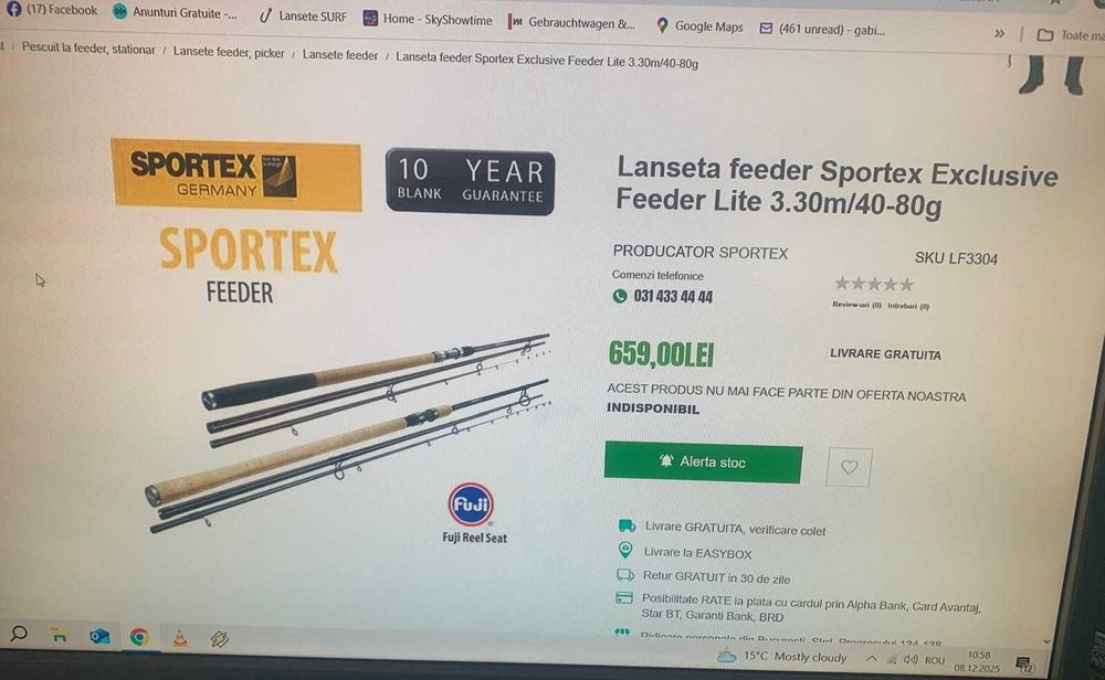 2 lansete feeder sportex 3.30 actiune 40  80  2+3