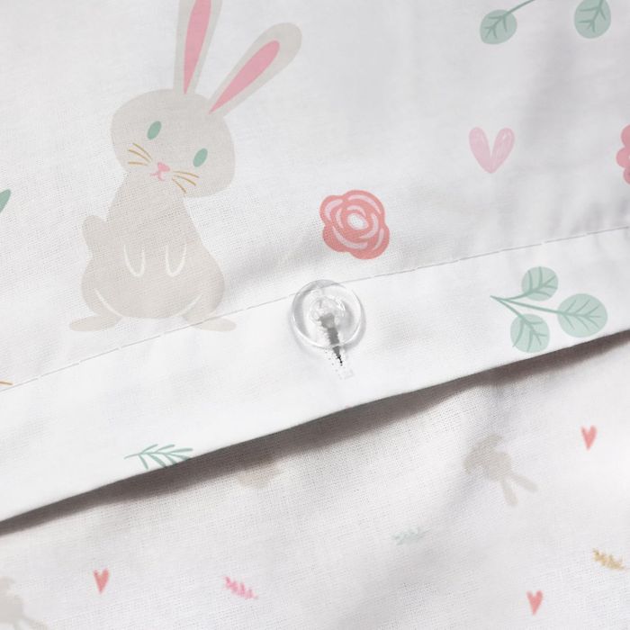 Lenjerie pat copii bumbac 140x200 iepurași Oeko Tex set pilotă pernă