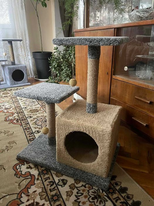 Катерушка-драскалка за котка с къщичка-ПРОМО ДОСТАВКА 4 ЕВРО
