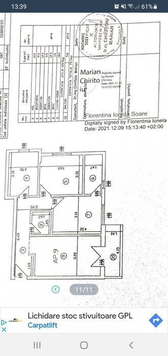 Vand  apartament cu 3 camere