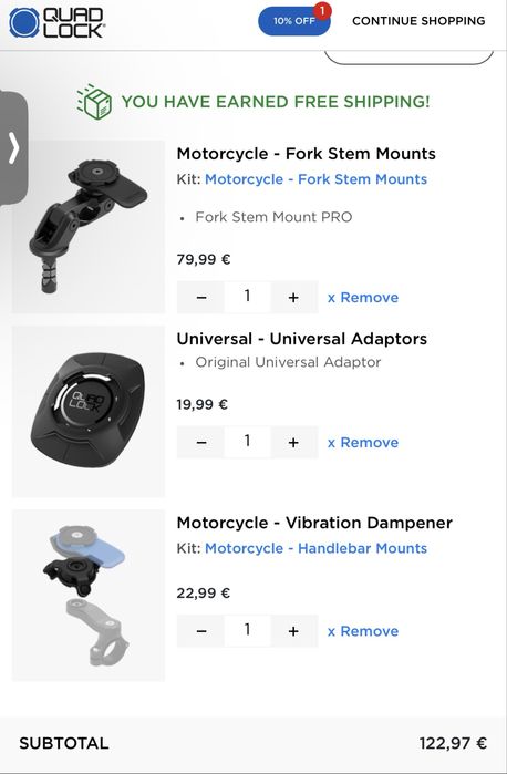 QuadLock Fork Pro Set + amortizor + adaptor