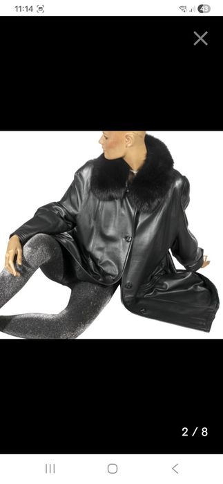 Vind haina de piele cu guler de blana de vulpe