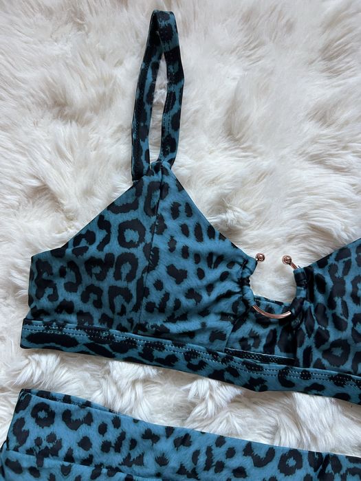 Costum de baie leopard print cu talie inalta