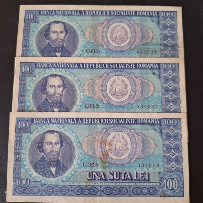 Vând 3 bancnote  cu serii consecutive din anul 1966