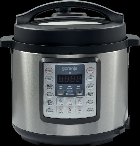 Мултикукър Gorenje MC6MBK, 1000 W, 6 л, 15 програми, Програма за готвене под налягане, Сребрист
