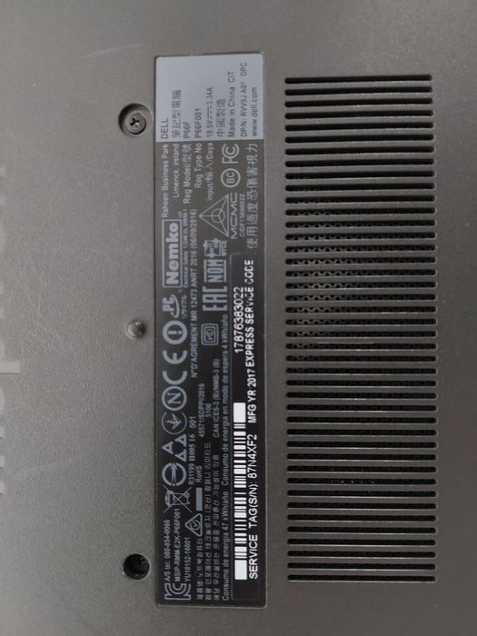 Laptop Dell Inspiron  5567 -  Defect