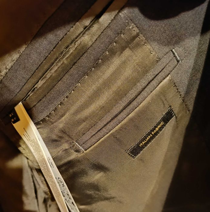 Sacou blazer 42 XL slim Massimo Dutti NOU lana Finest Italian gri