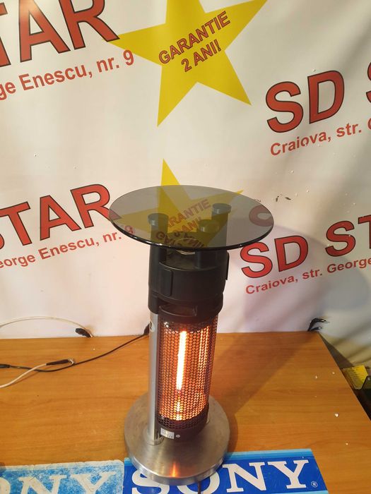 Incalzitor electric interior -terase, rotund masuta de sticla