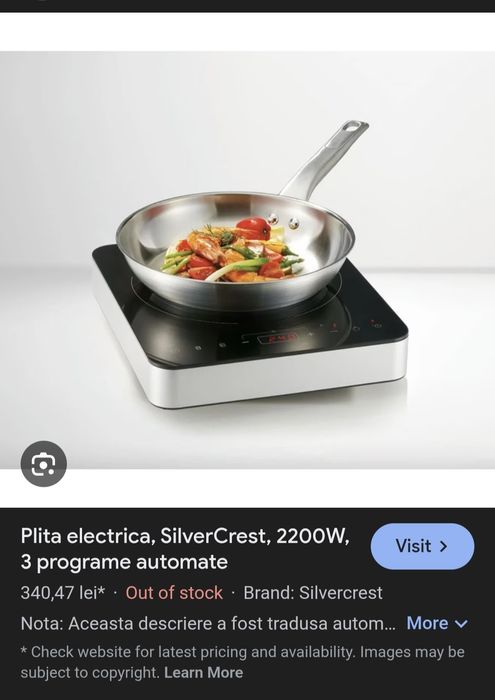 Plita electrica, SilverCrest, 2200W, 3 programe automate

Informatii: