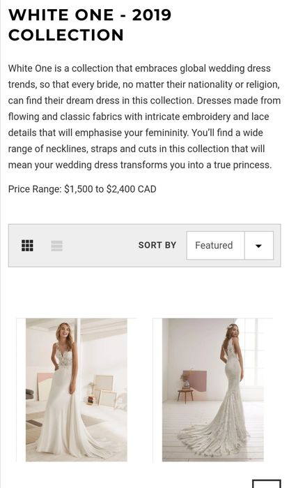 Rochie de mireasă Oropesa White One Barcelona, 36/38, transport inclus