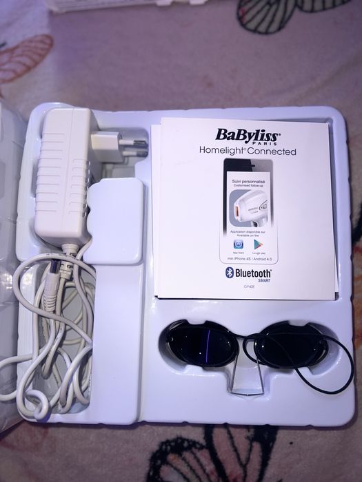 Epilator BaByliss IPL Homelight G946E, 300.000 impulsuri, Bluetooth, Alb