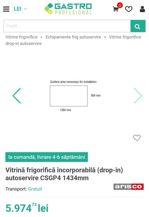 Vand vitrina frigorifica drop in masa rece