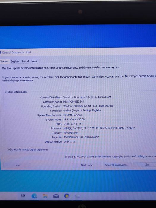 Laptop HP ProBook 450 G0, i3-3120M 4CPU, 4GB ram, 512 gb HDD