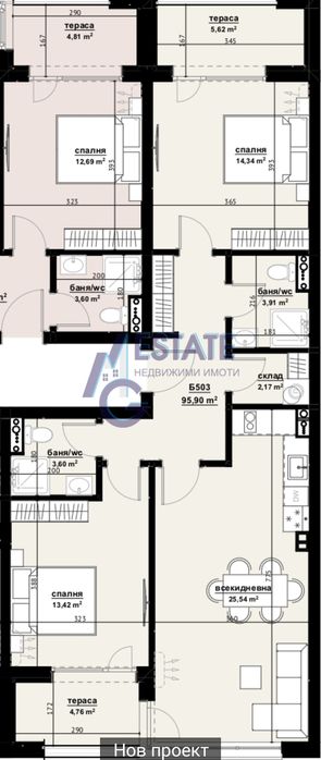 Тристаен апартамент - ПРОЕКТ в гр. Бургас - ж.к. Хоризонт.