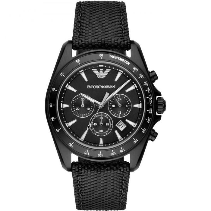 Emporio Armani watch мъжки часовник черна кожена каишка Армани