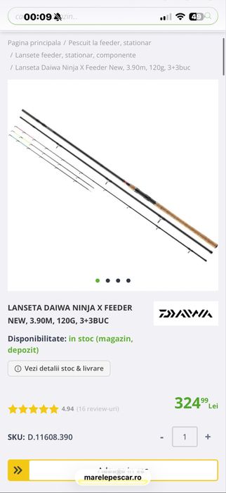 lanseta feeder daiwa ninja x 3.90