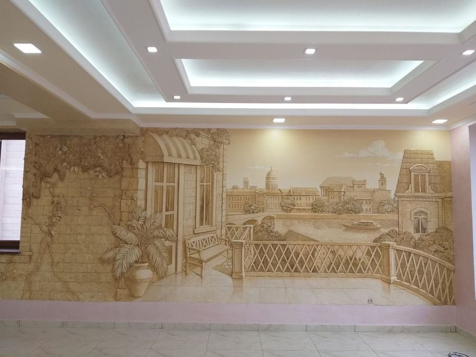 Rassom.Рассом.Художник роспись стень.Devorga rasm chizish. 3D, Rospis.