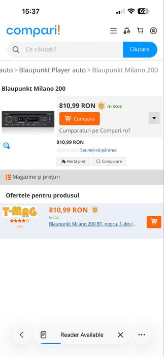 Radio auto Blaupunkt Milano 200 BT , nou , cutie , in tiple