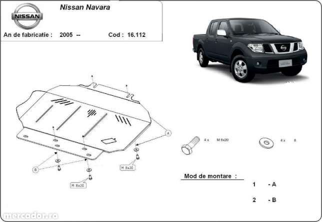 Scut metalic pentru motor Nissan Navara 2005 -2015 - otel 3mm