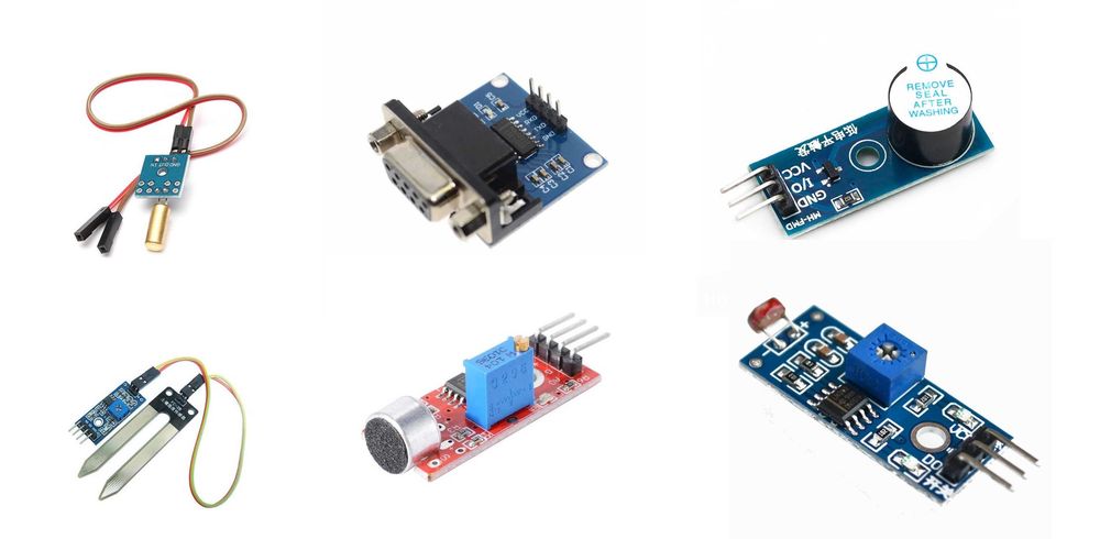Set Arduino 5 senzori - inclinare, buzzer microfon, umiditate, lumina