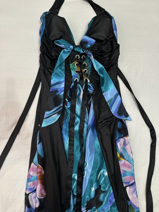 Женское яркое летнее платье с цветочным принтом, размер L