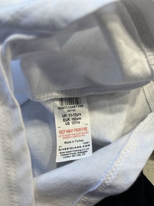 River Island 11/12г къса бяла тениска