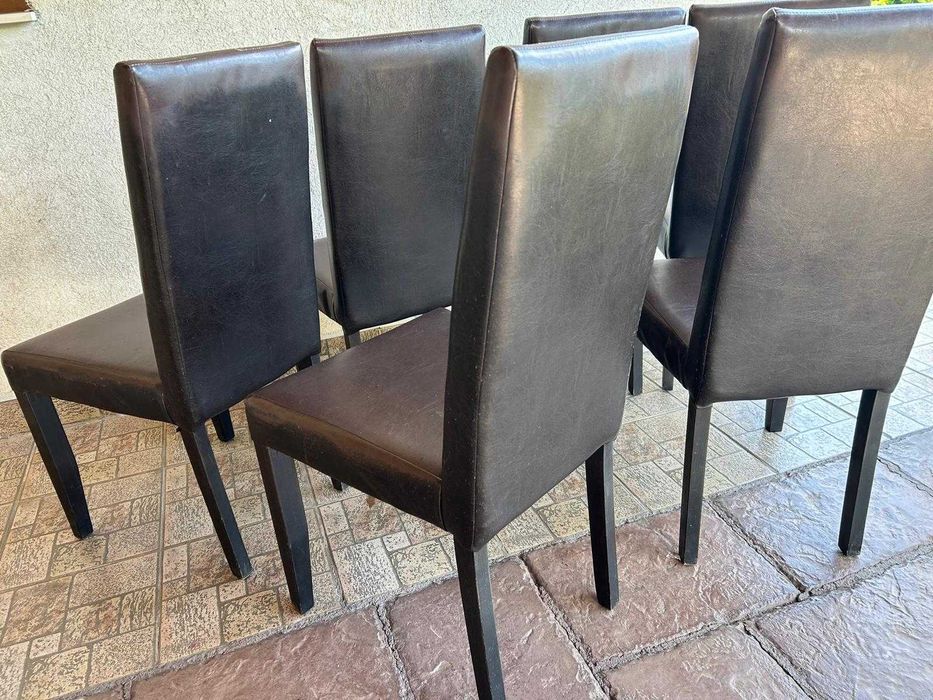 Scaun living/bucatarie lemn masiv + piele ecologica, bine întrețiinut